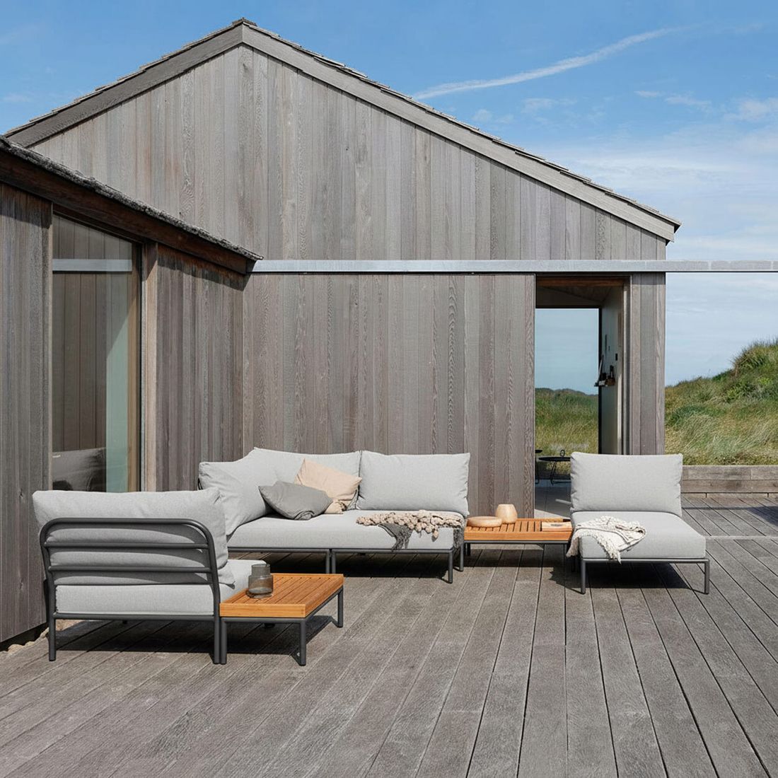 Houe Level 2 Cozy Eck-/Endmodul Aluminium/Sunbrella