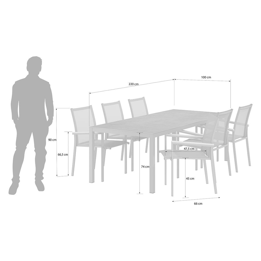 OUTLIV. Kobe Gartenmöbel-Set L (6 Plätze) Tisch 220x100cm