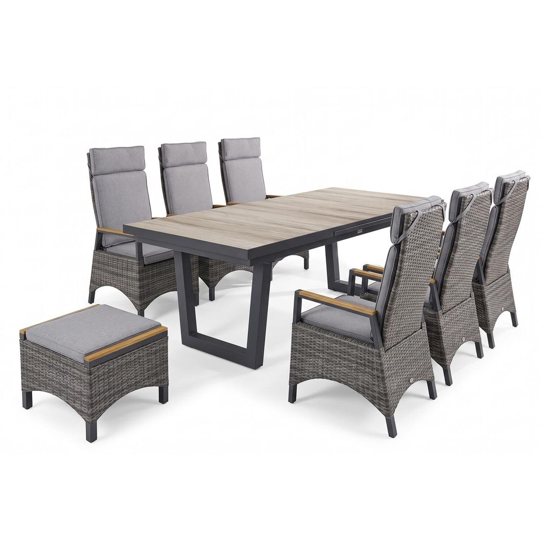 LC Garden Keramo Gartenmöbel-Set L (6 Plätze) Tisch 200/260x100cm