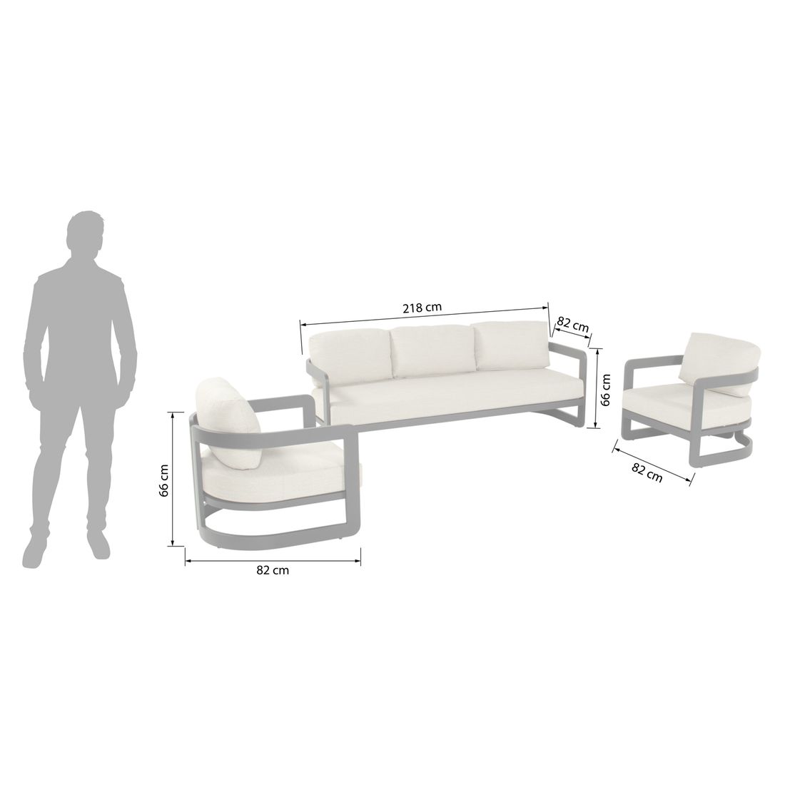 Hartman Milano Loungeset inkl. Loungetisch Aluminium/Olefin