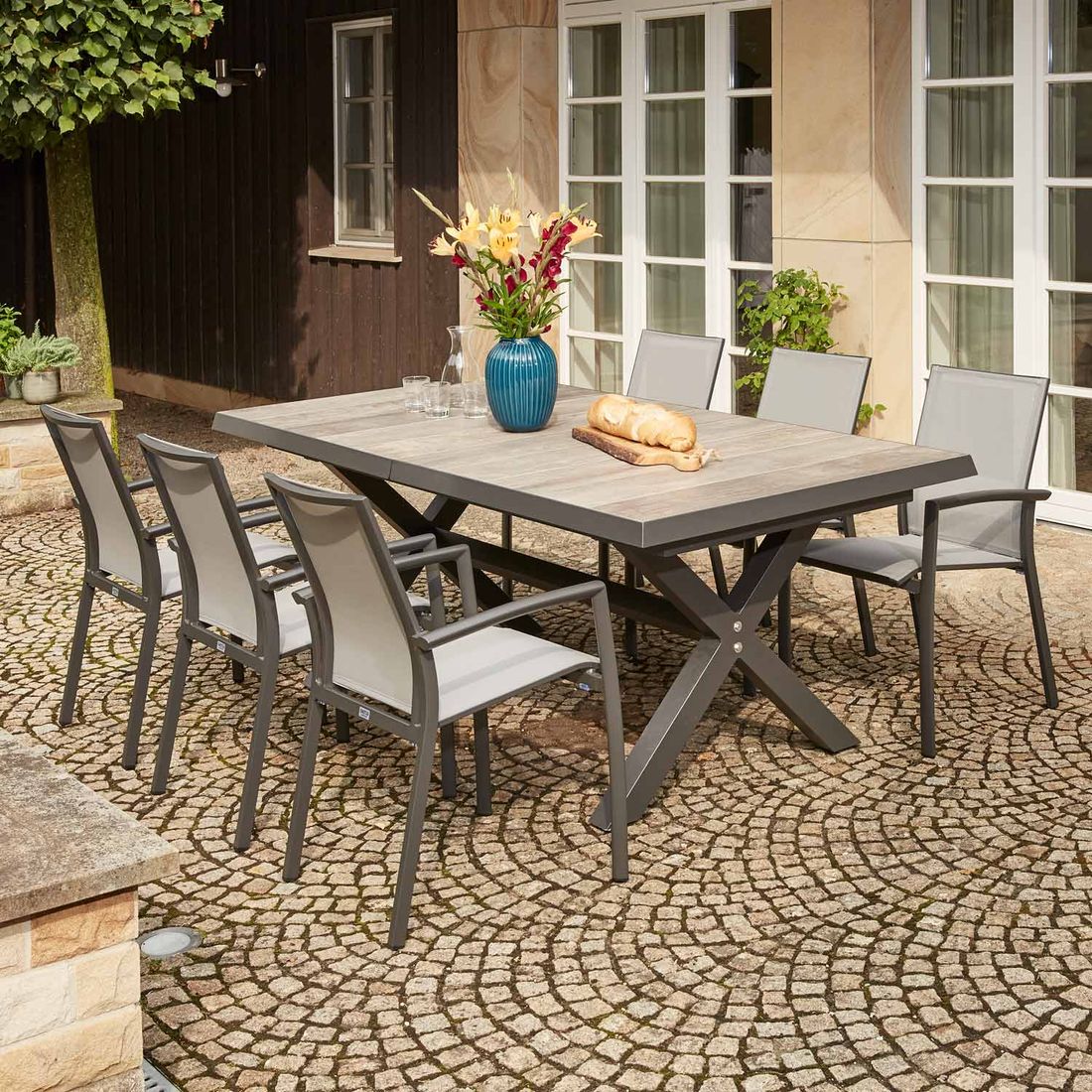 Siena Garden Velia Gartenmöbel-Set L (6 Plätze) Tisch 200/260x100cm