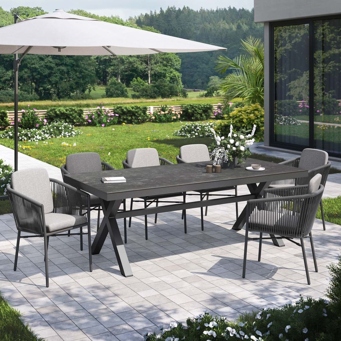 OUTLIV. Ohio Gartenmöbel-Set L (6 Plätze) Tisch 220x100cm