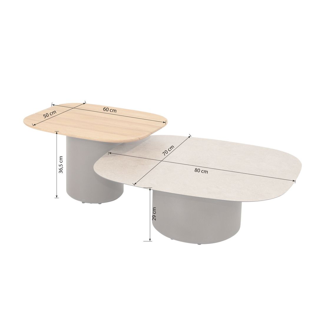 4Seasons Demi Loungetisch-Set 2-tlg. Keramikfliese/Teak