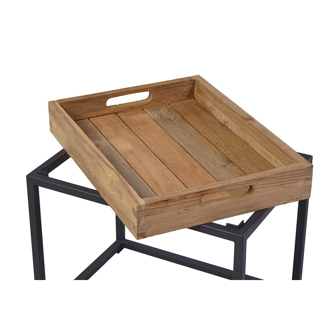 OUTLIV. Tray Beistelltisch Stahl/Teak Recycelt