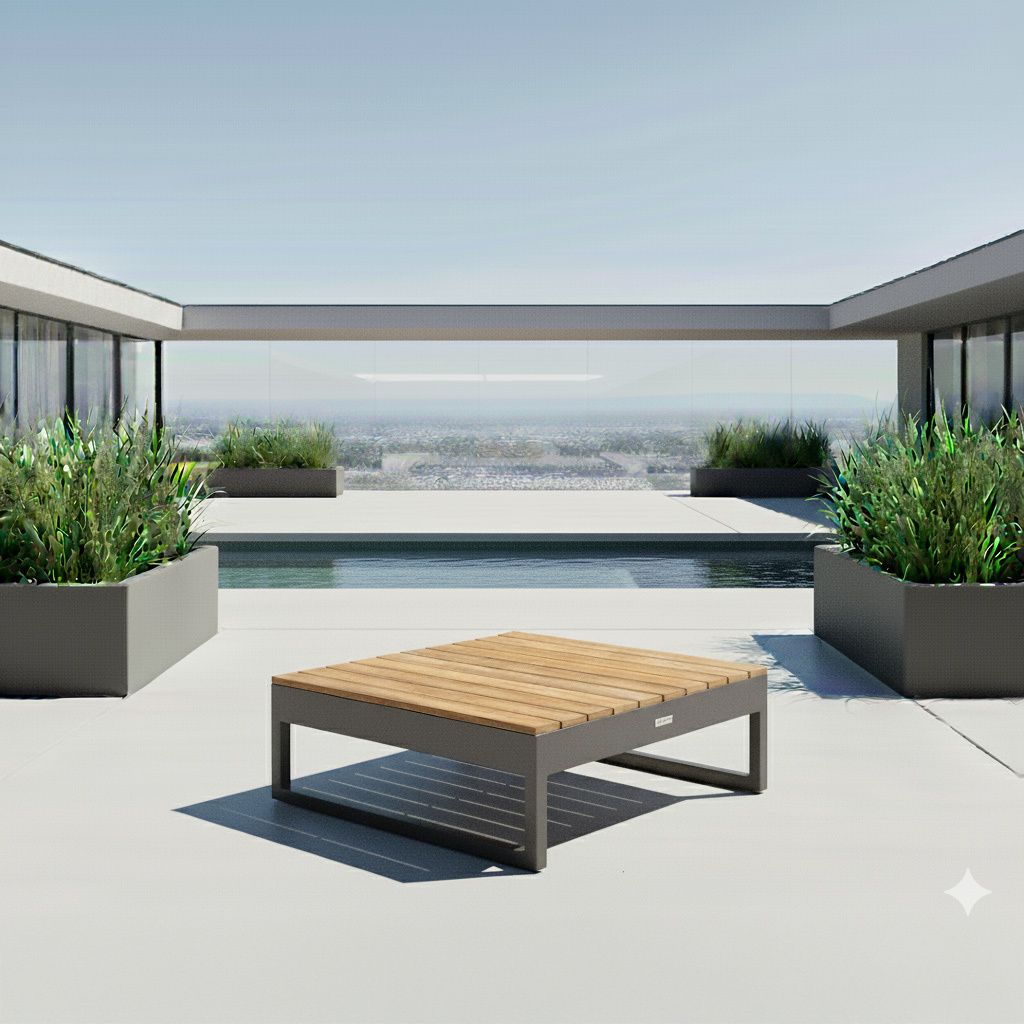 Kettler Ocean Skid Platform Loungetisch 70x70cm Aluminium/Teak