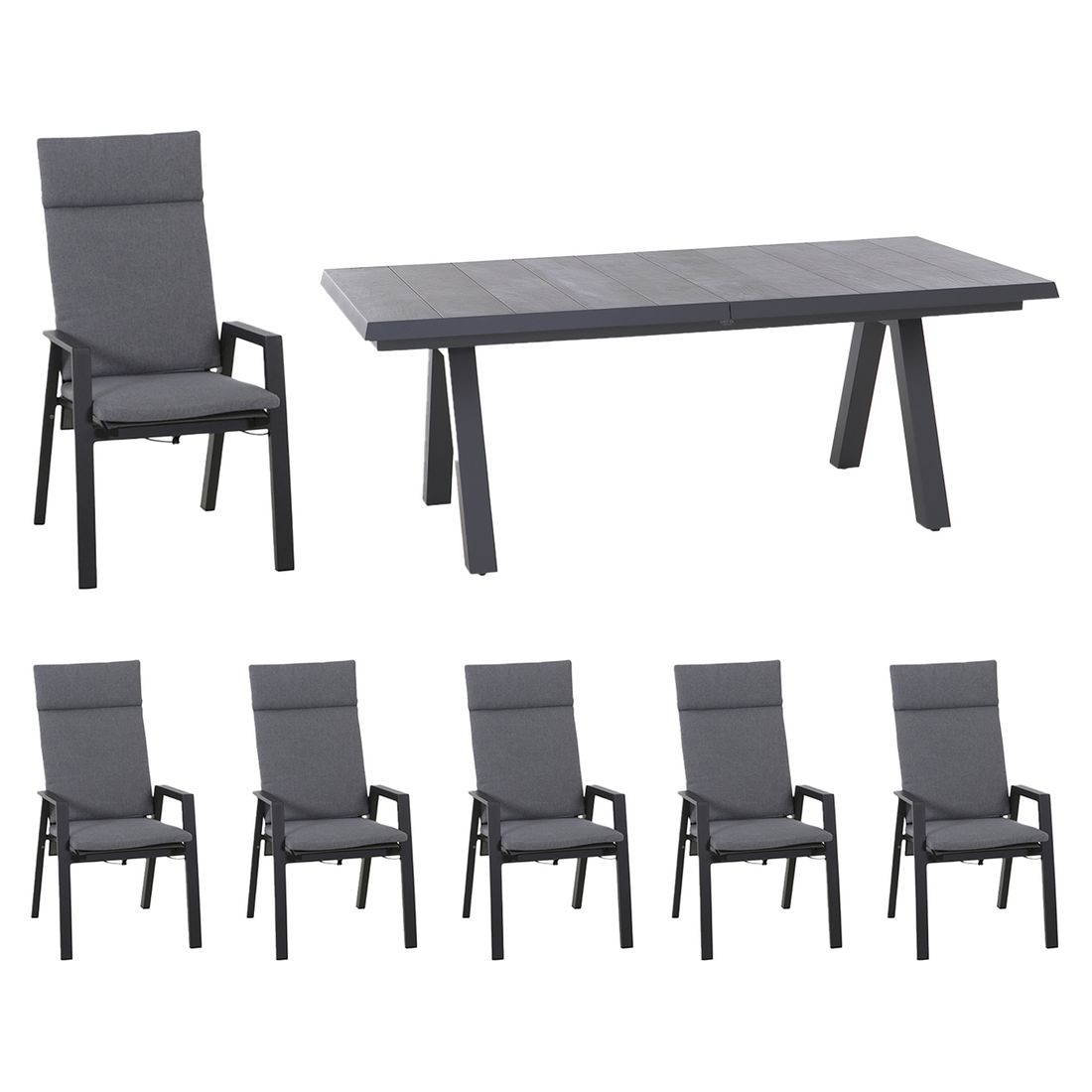 Siena Garden Valencia Gartenmöbel-Set L verstellbar (6 Plätze) Tisch 200/260x100cm