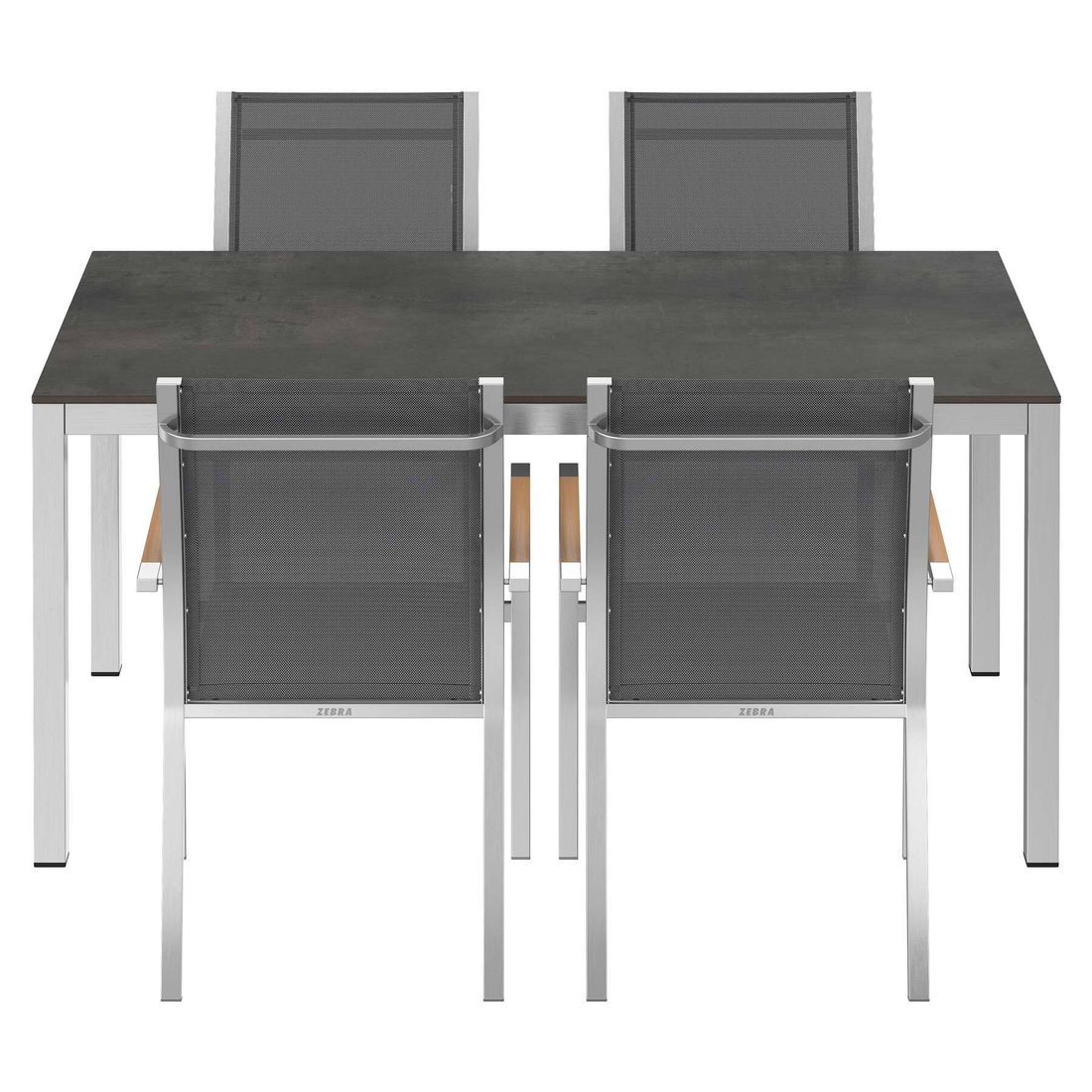 Zebra One Gartenmöbel-Set M (4 Plätze) mit OUTLIV. Tisch 160x90cm