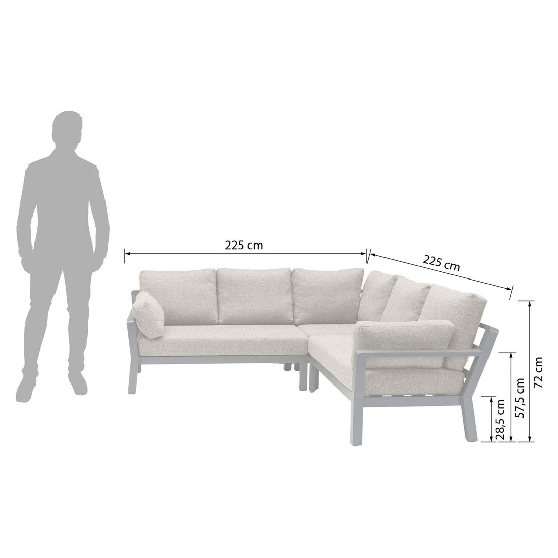 LC Garden Avena Dininglounge Tisch 140/180x80cm Aluminium/Polyester
