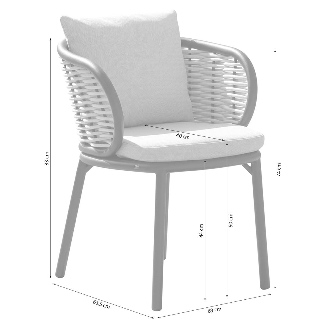 Apple Bee Pine Key Gartensessel Aluminium mit Sitz- und Rückenkissen