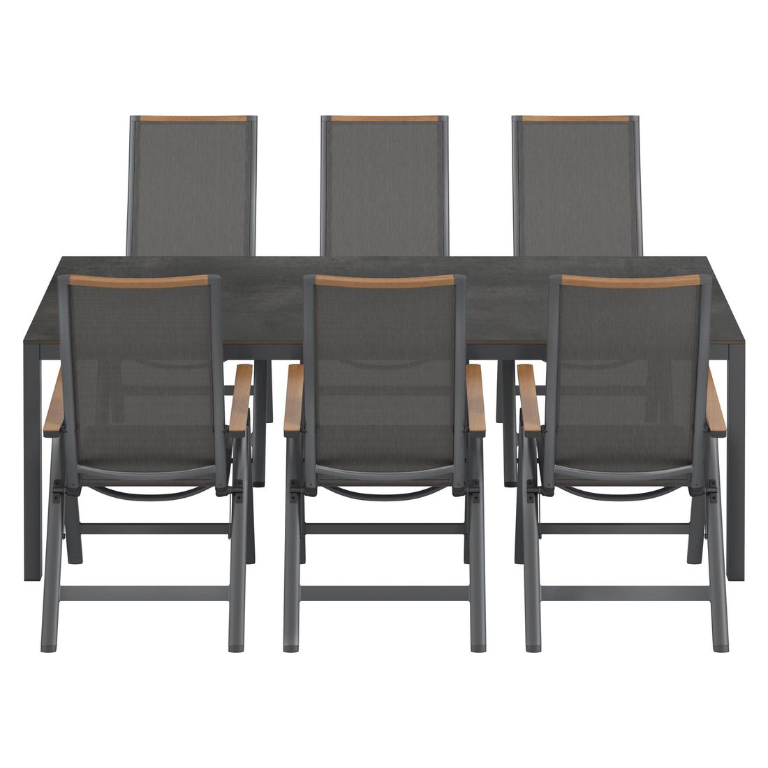 OUTLIV. Jacob Gartenmöbel-Set L verstellbar (6 Plätze) Tisch 220x100cm