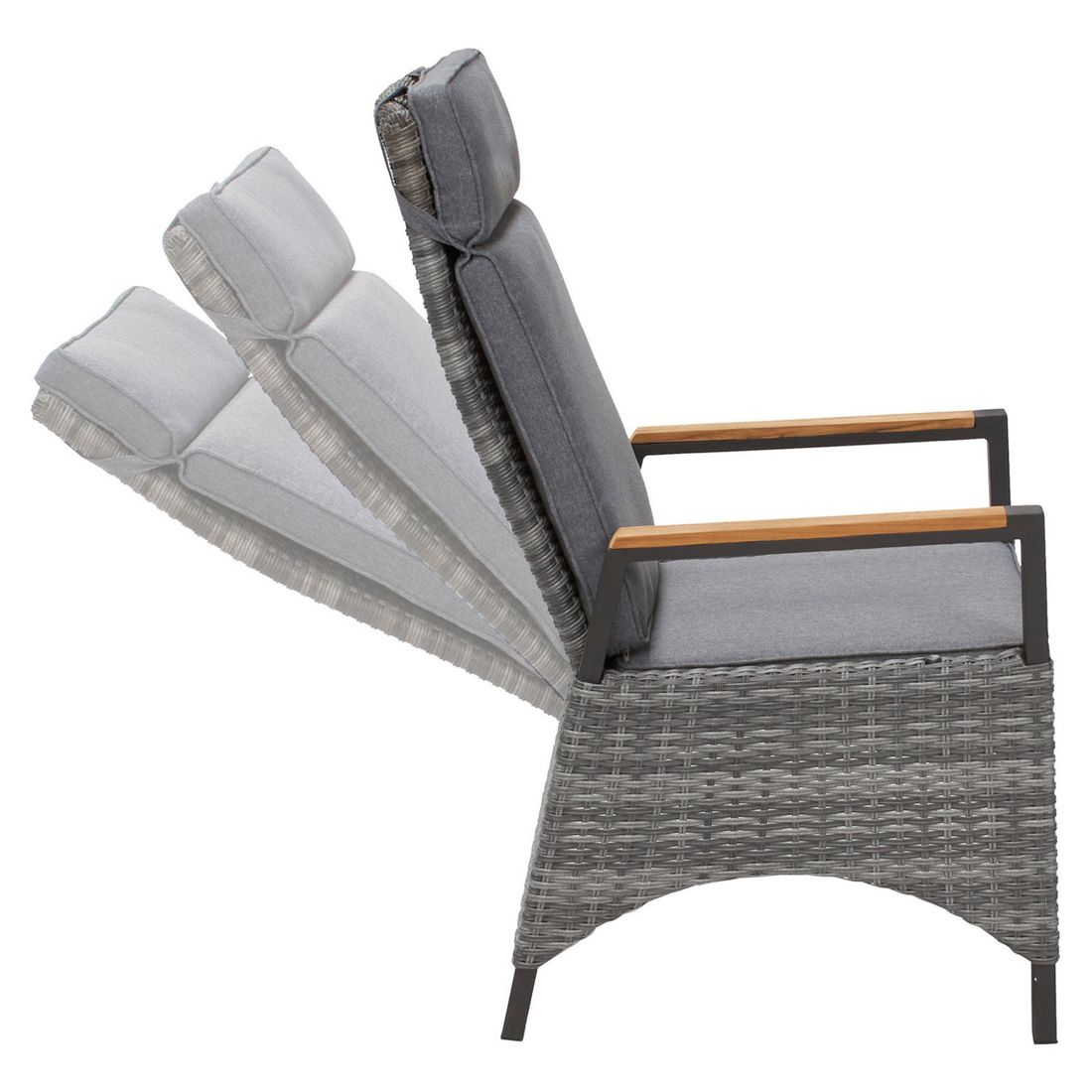 LC Garden Keramo Gartensessel verstellbar Aluminium mit Sitz- und Rückenkissen