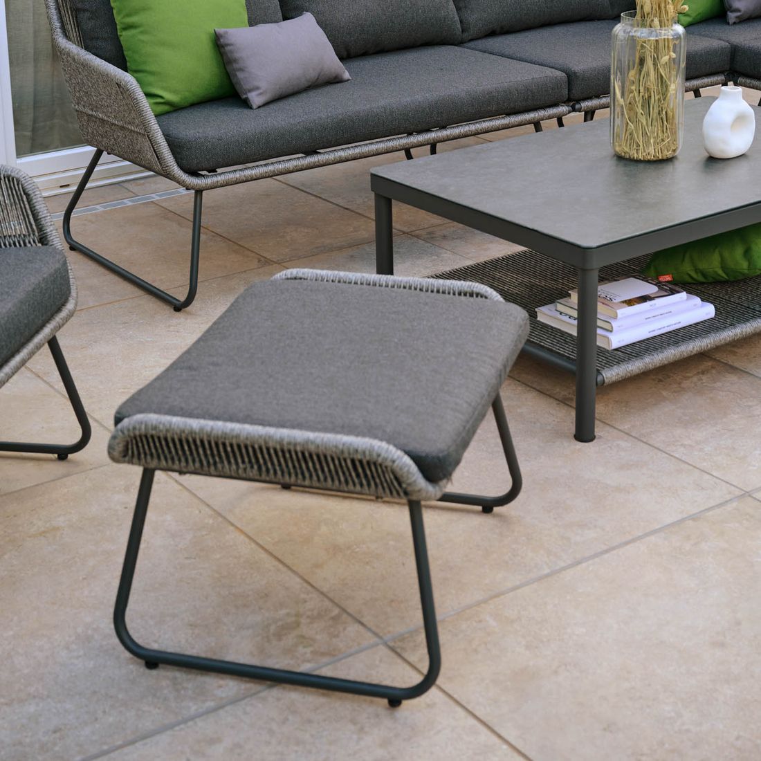 Siena Garden Kansas Loungesessel inkl. Hocker Aluminium/Geflecht