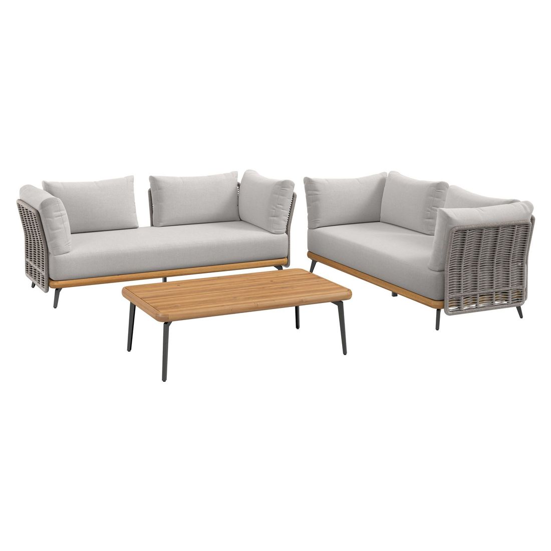 OUTLIV. Ava Loungeset inkl. Loungetisch Akazie/Rope/Polyester