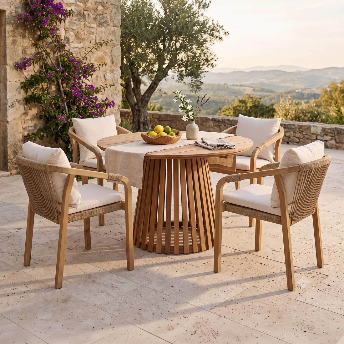 OUTLIV. Amelie Gartenmöbel-Set M (4 Plätze) Tisch Ø120cm