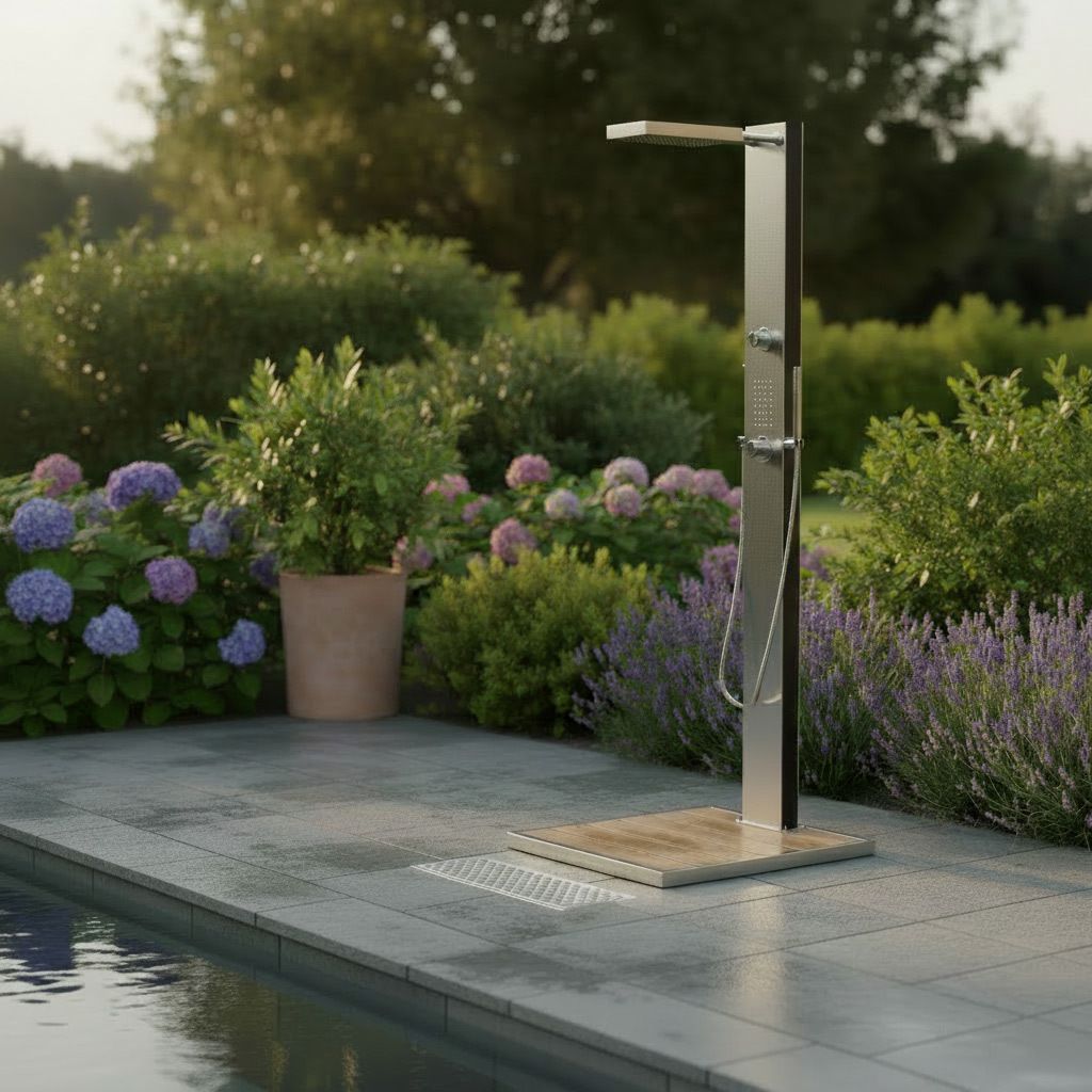 Ideal Elba Gartendusche Warmwasser Edelstahl/WPC