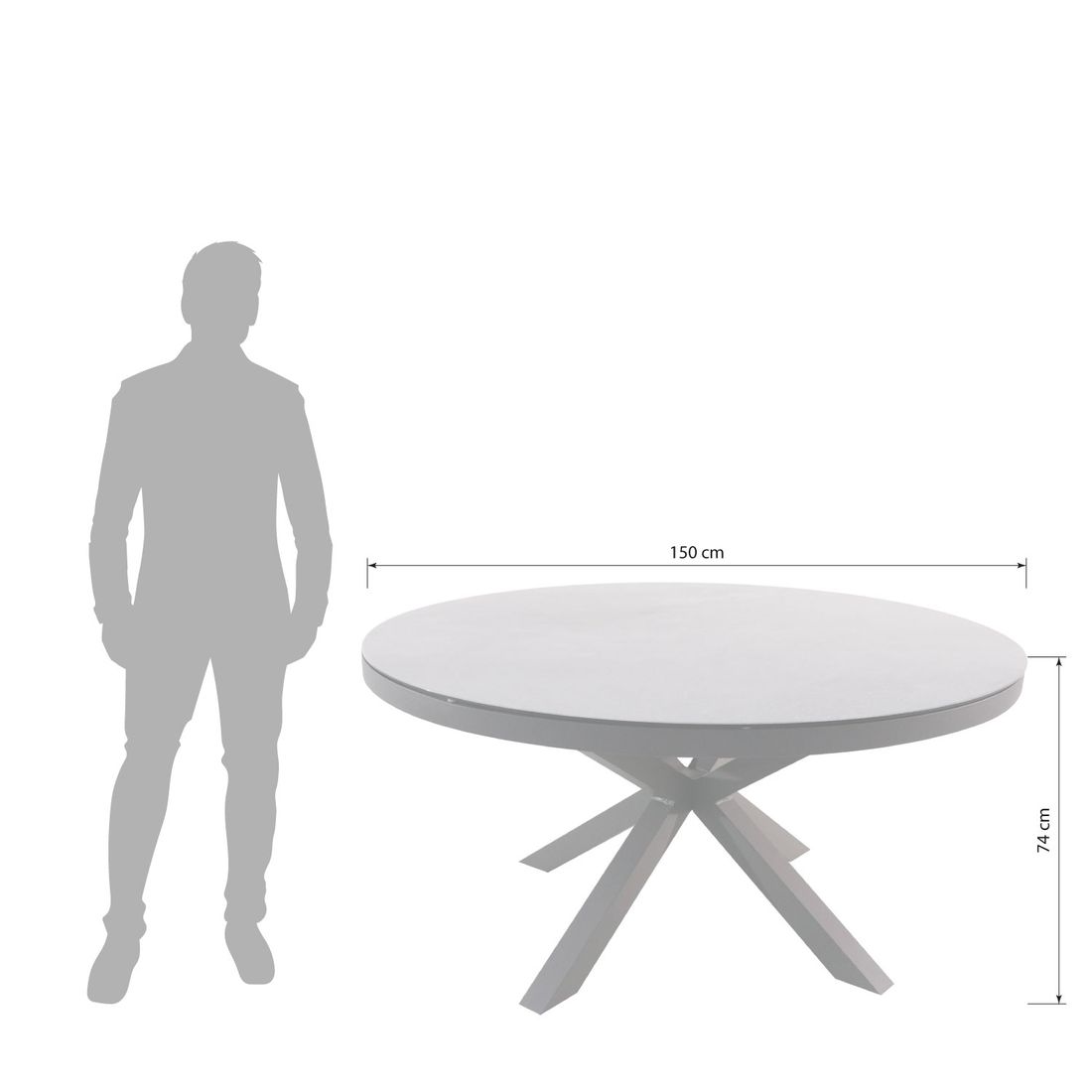 OUTLIV. Broome Gartentisch Ø150cm Aluminium/Glaskeramik