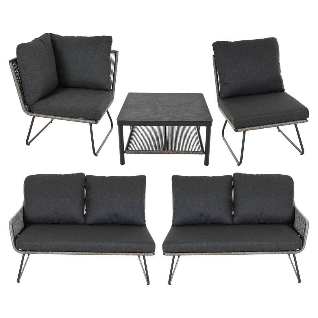 Siena Garden Kansas Ecklounge inkl. Loungetisch Aluminium/Geflecht