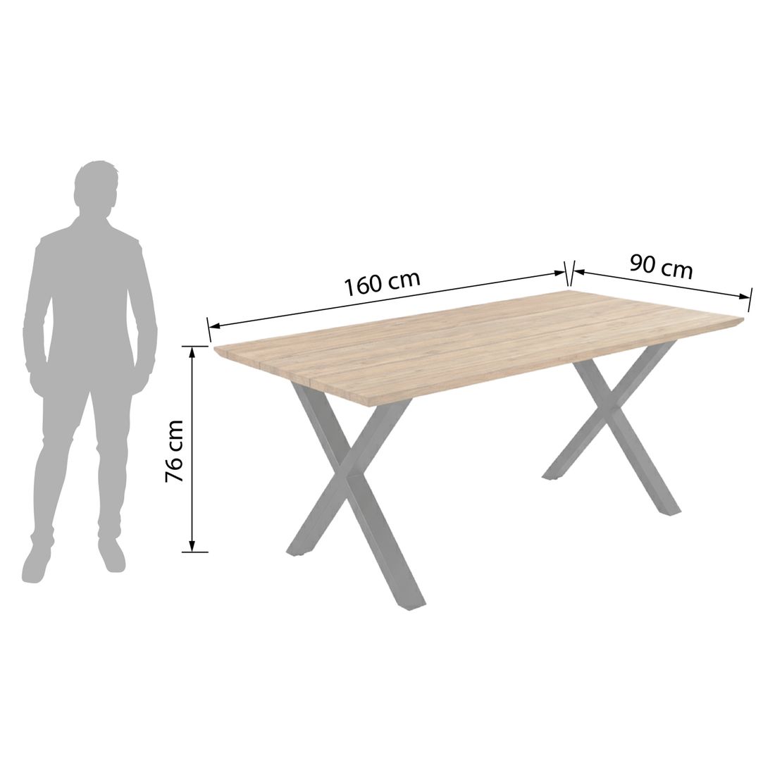 OUTLIV. Negara Gartentisch Edelstahl/Teak recycelt