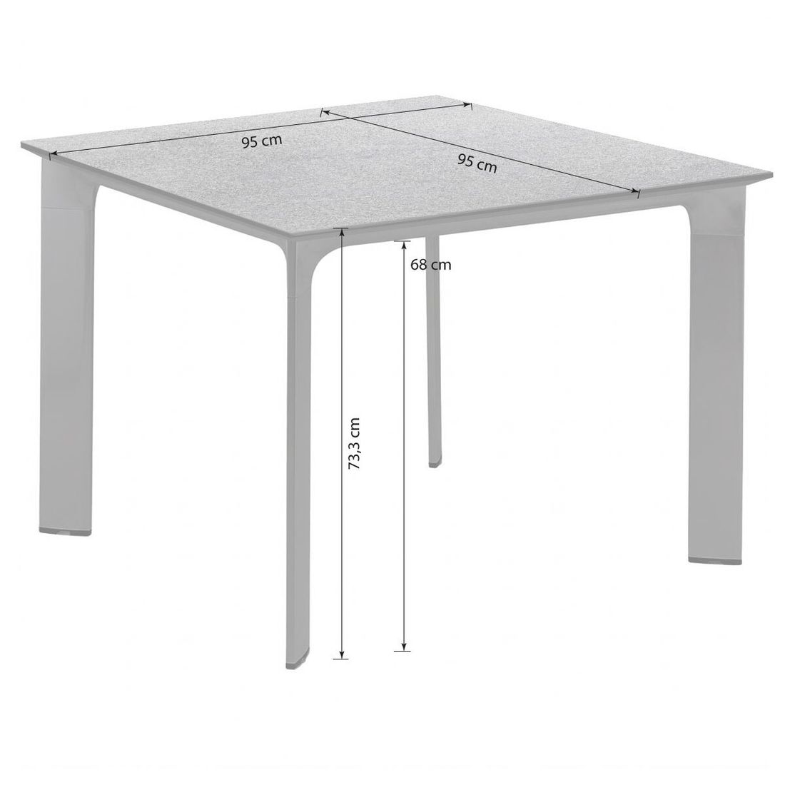 Kettler Diamond Gartentisch 95x95cm Aluminium/HPL