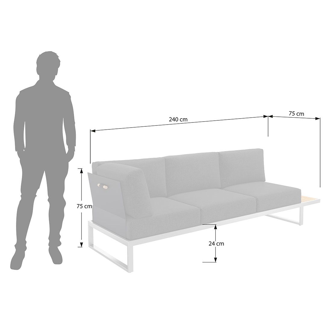 OUTLIV. Capri Gartenloungesofa verstellbar Edelstahl/Polyester