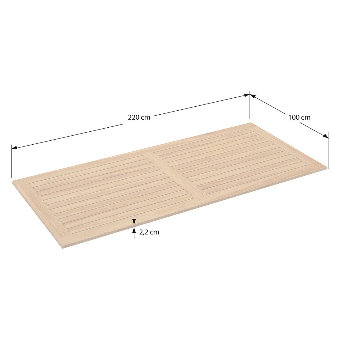 OUTLIV. Gartentisch-Platte 220x100cm Teak