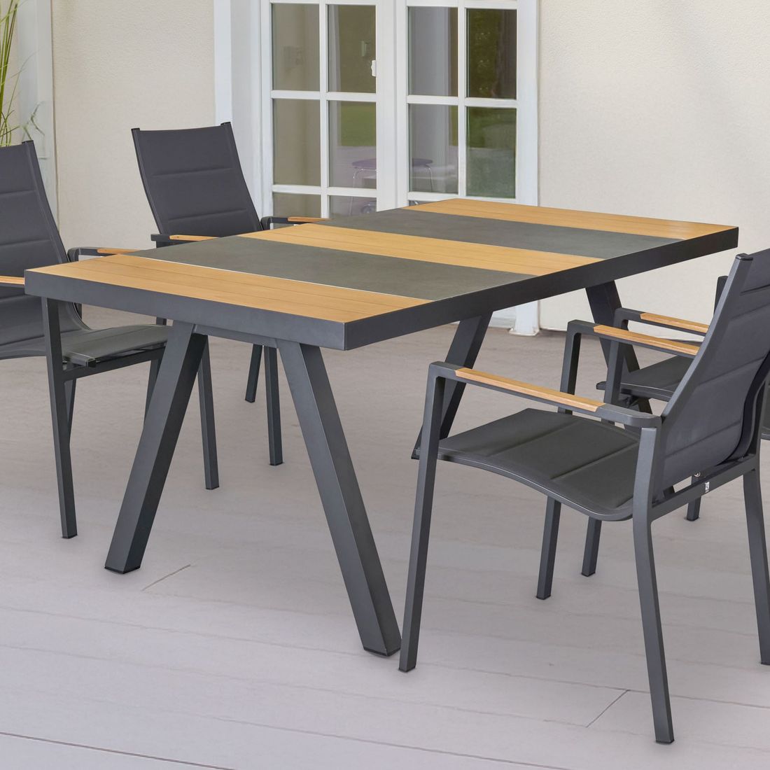 LC Garden Kumasi Gartentisch 167x90,5cm Aluminium/Teak/Keramik