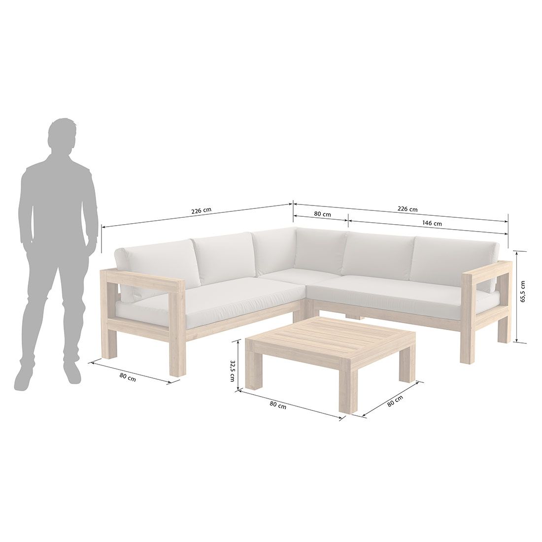 OUTLIV. Stockton Ecklounge inkl. Loungetisch Akazie/Polster