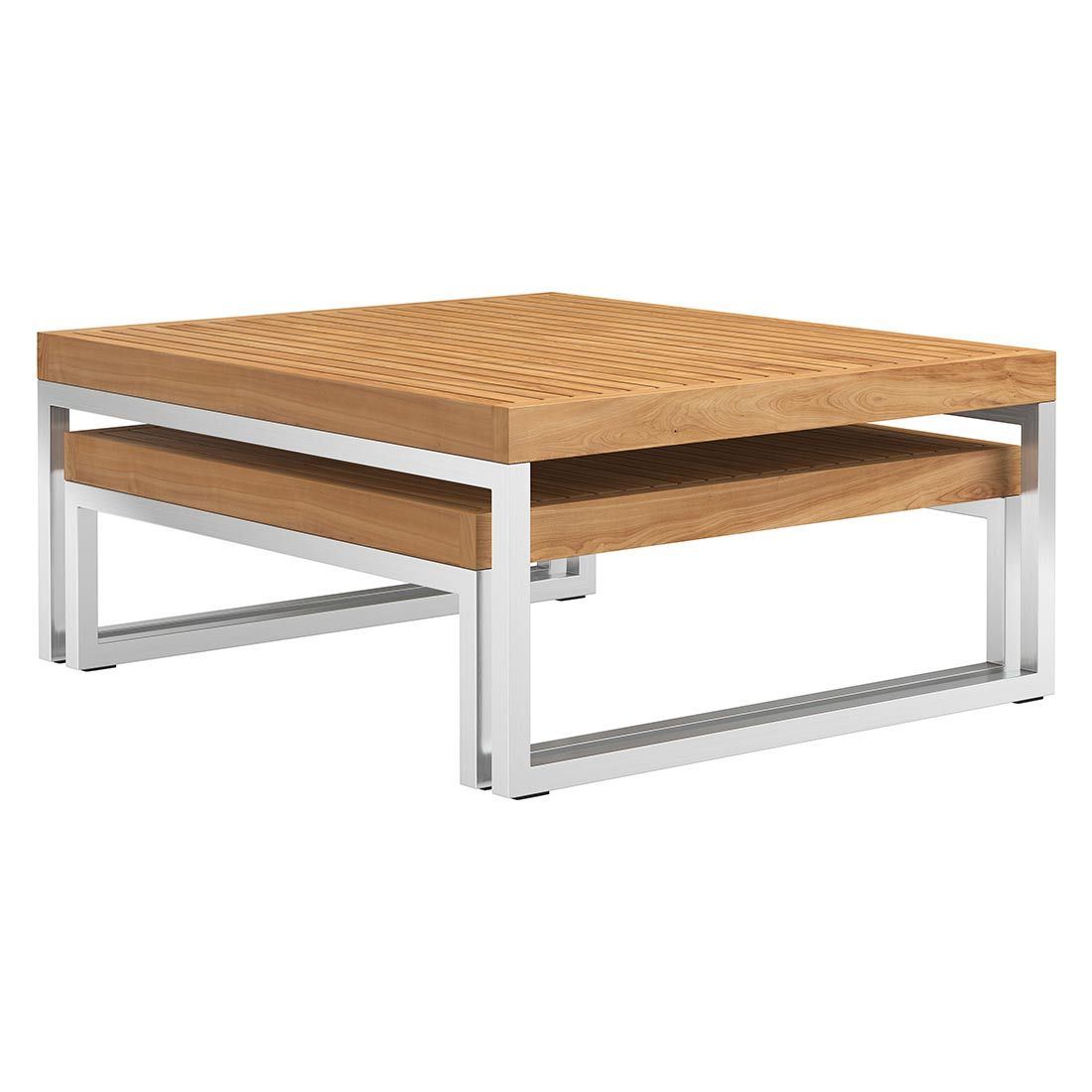 OUTLIV. Hawaii Loungetische 2er Set Edelstahl/Teak