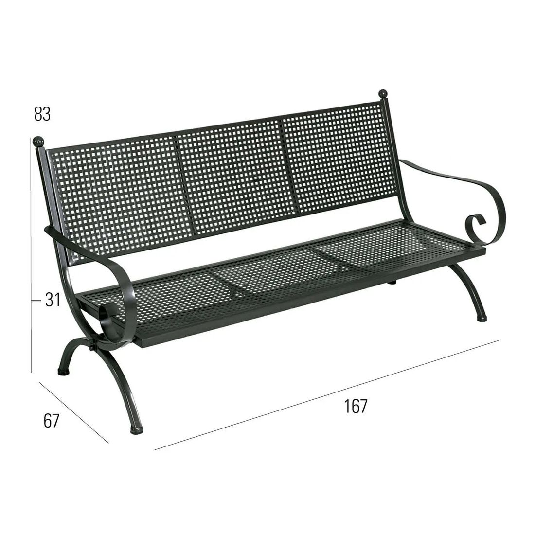 MBM Romeo Gartenloungesofa 167cm Schmiedeeisen