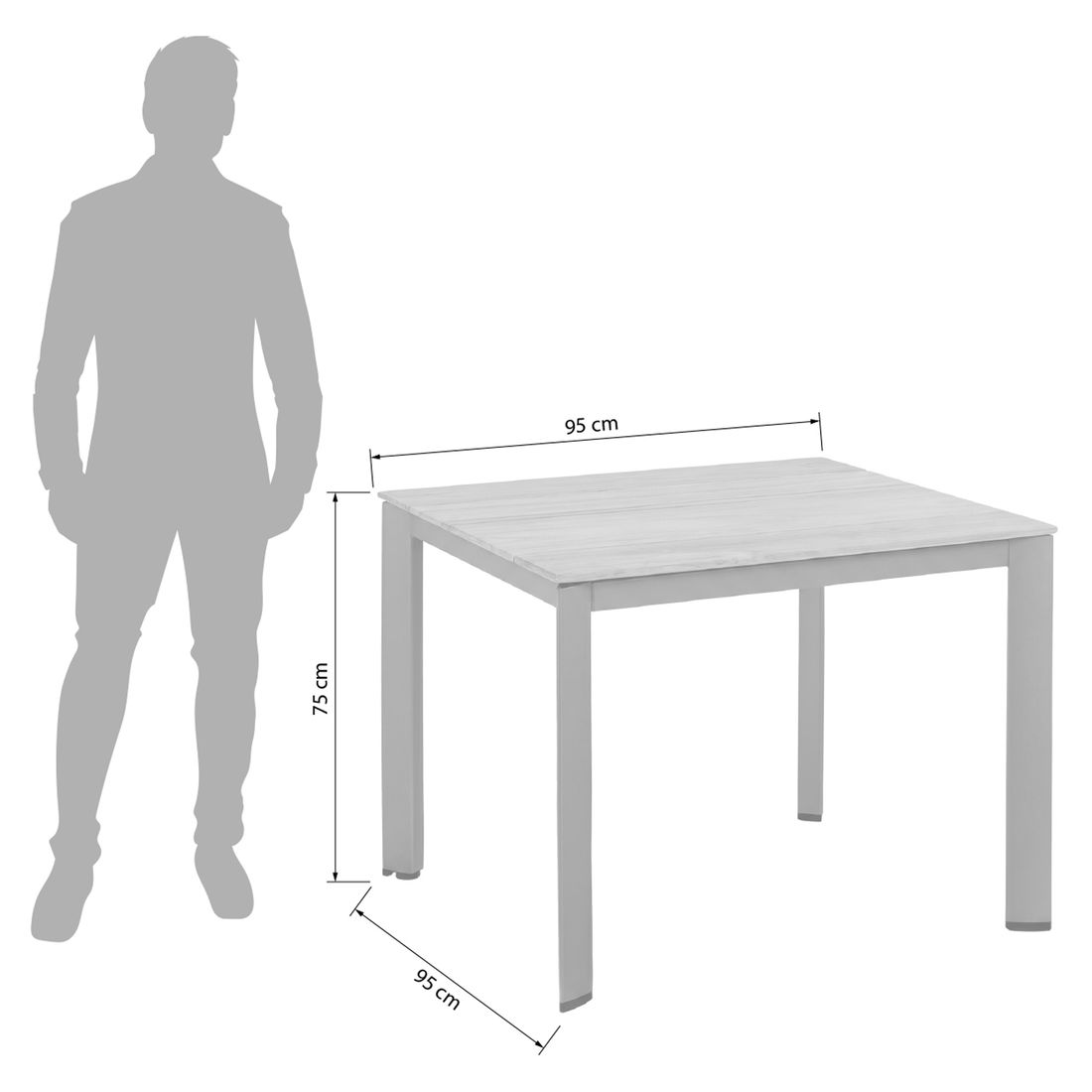 Kettler Edge Gartentisch 95x95cm Aluminium/Teak