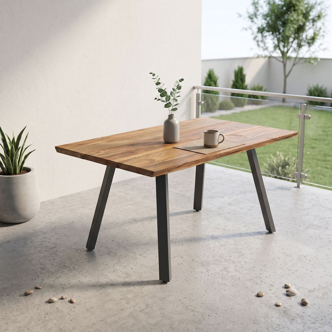 OUTLIV. Negara Gartentisch Edelstahl/Teak recycelt