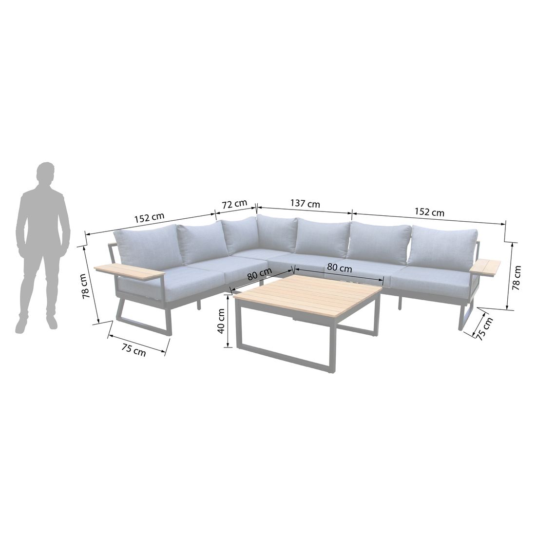 OUTLIV. Nelly Ecklounge Aluminium/Spunpolyester