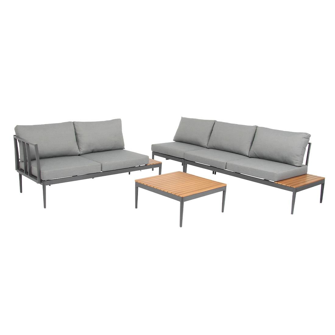 Acamp Paros Ecklounge 4-tlg. Aluminium/Akazie/Polster