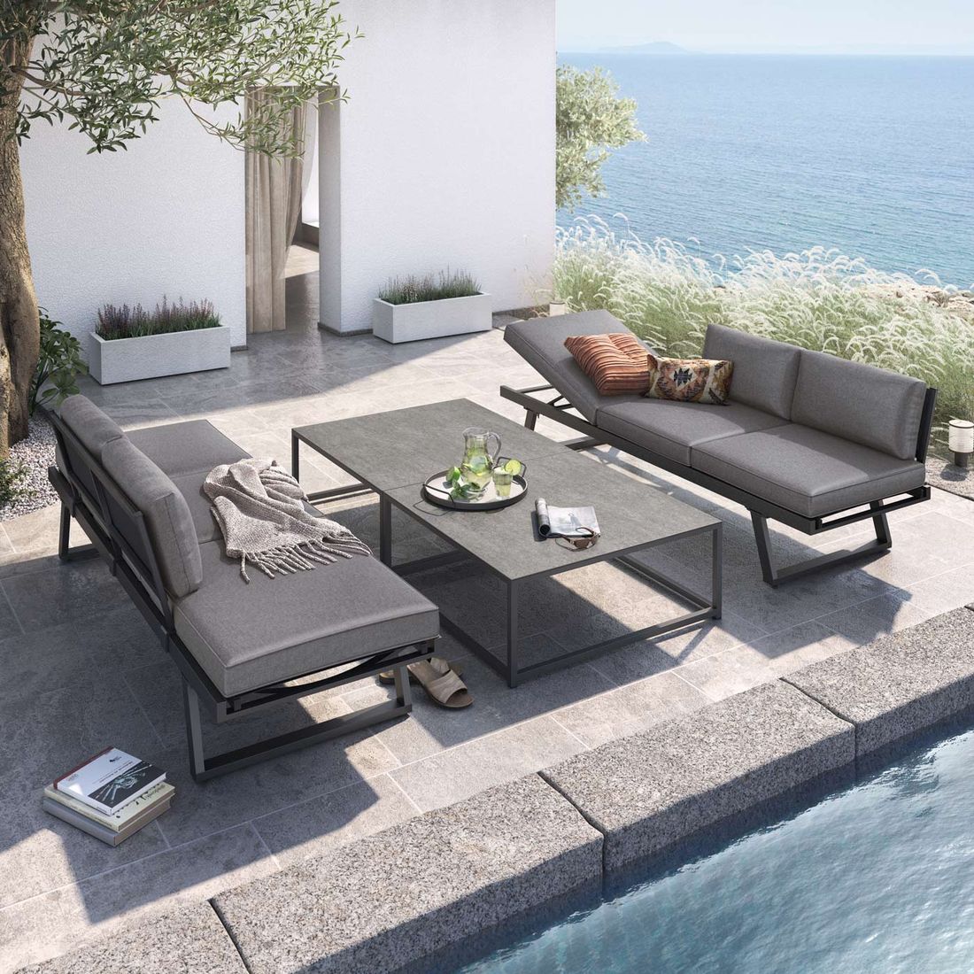 OUTLIV. Lucca Loungeset inkl. Loungetisch Aluminium/Polyester
