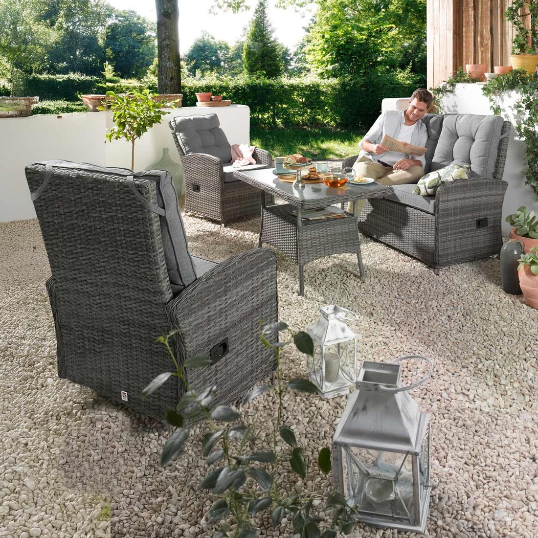 LC Garden Bailado Dininglounge verstellbar 4-tlg. Geflecht/Polyester