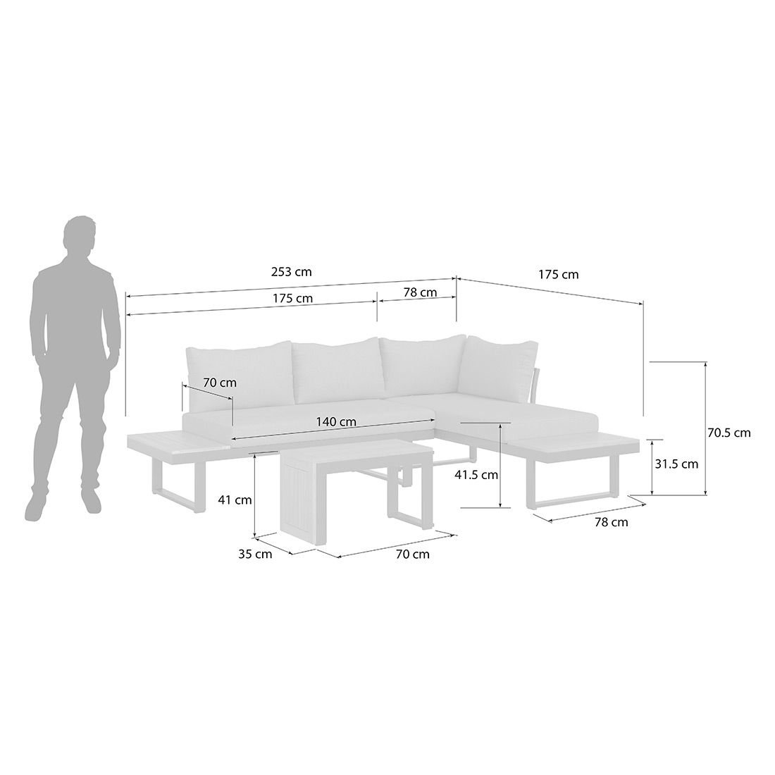 OUTLIV. Alpha Ecklounge Aluminium/Kunstfaser