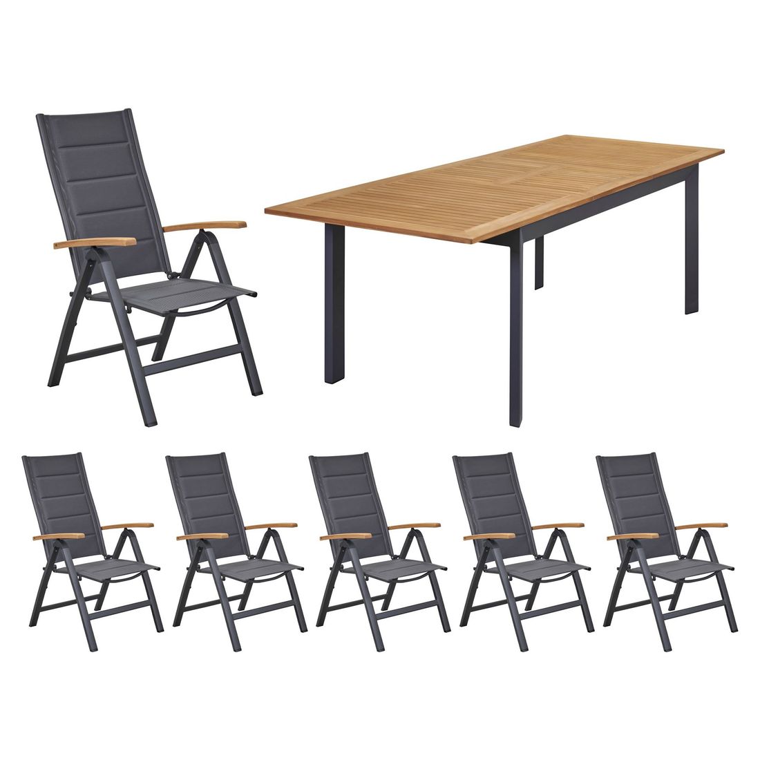 LC Garden Unicamo Gartenmöbel-Set L (6 Plätze) Tisch 180/240x90cm