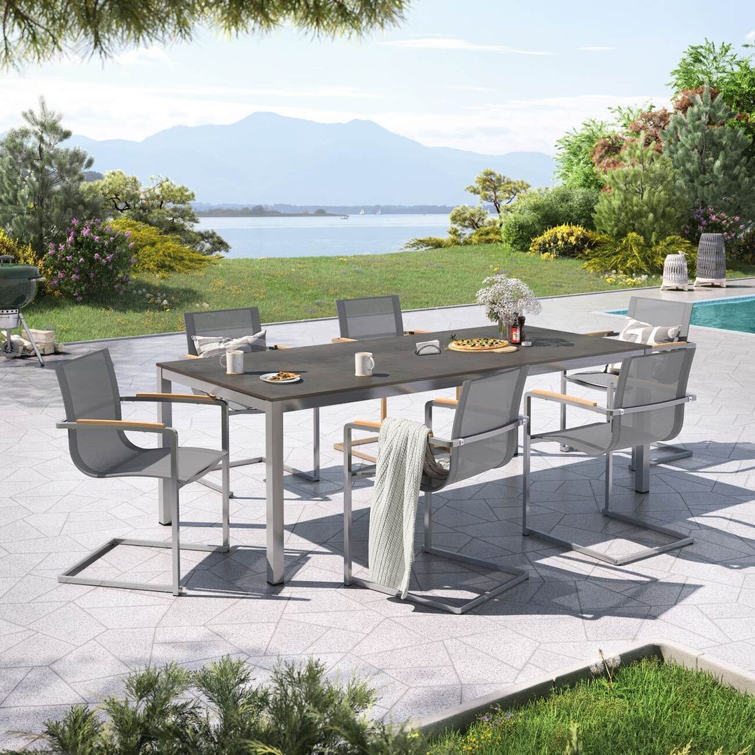 OUTLIV. Rimini Gartenmöbel-Set L (6 Plätze) Tisch 220x100cm