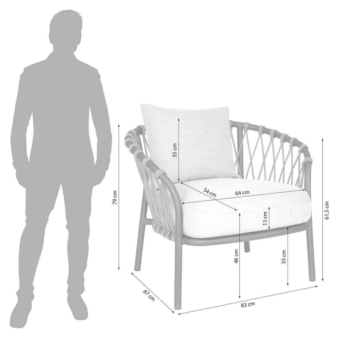 Stern Klea Loungesessel Aluminium/Rope/Outdoorstoff