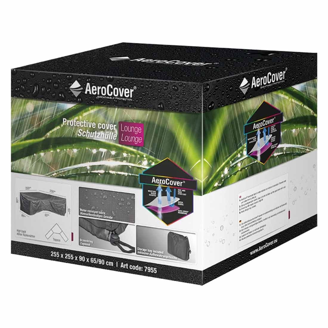 AeroCover Schutzhülle für Ecklounge 255x255x90x65/90cm Polyester