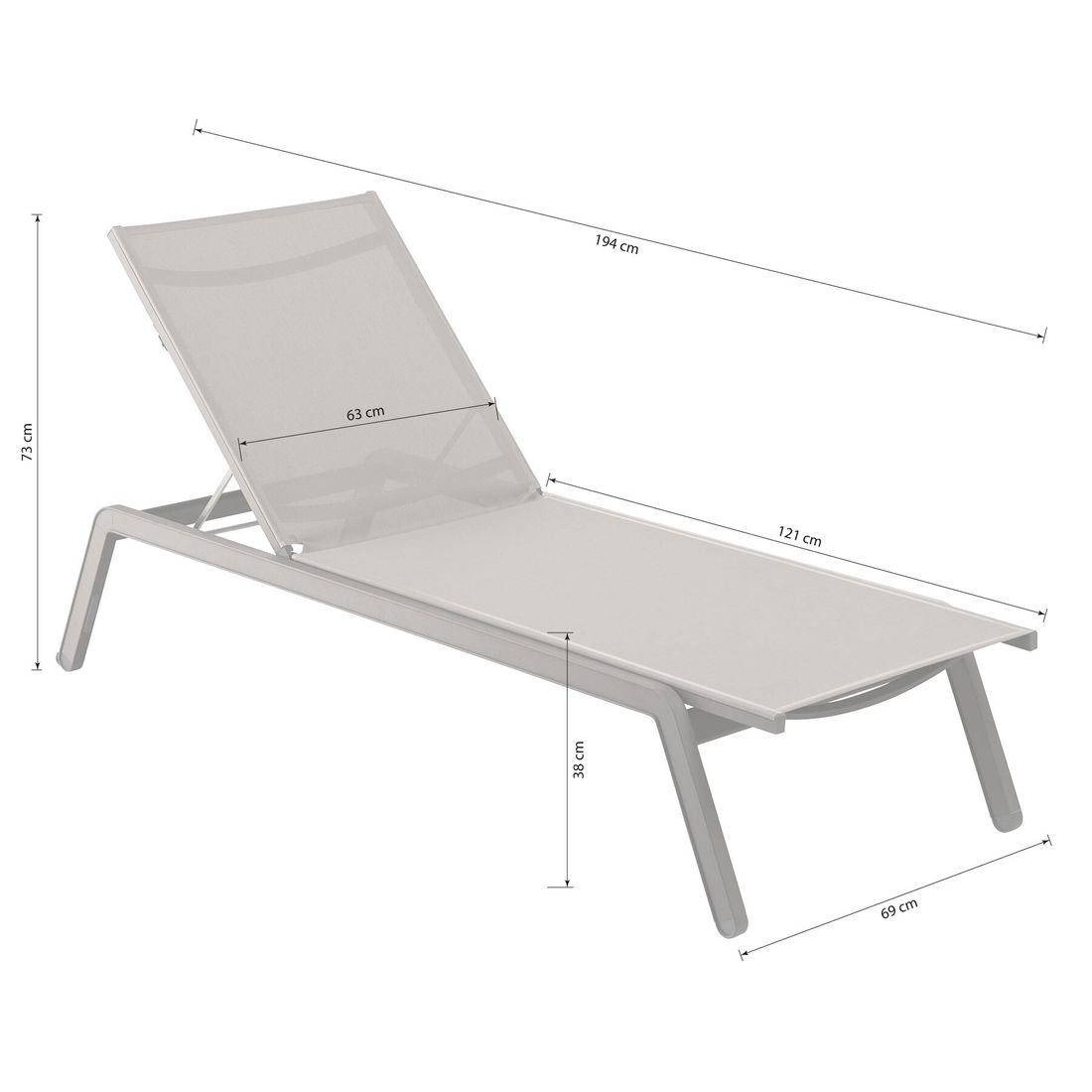 Kettler Latitude Gartenliege verstellbar Aluminium/Outdoorgewebe