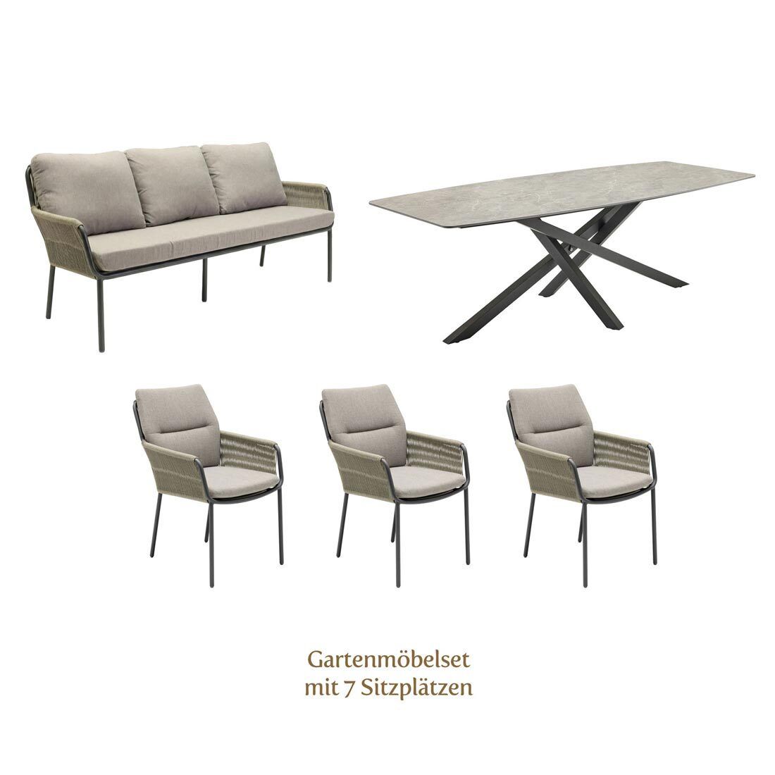 LC Garden Como Gartenmöbel-Set L (6 Plätze) Tisch 200x100cm