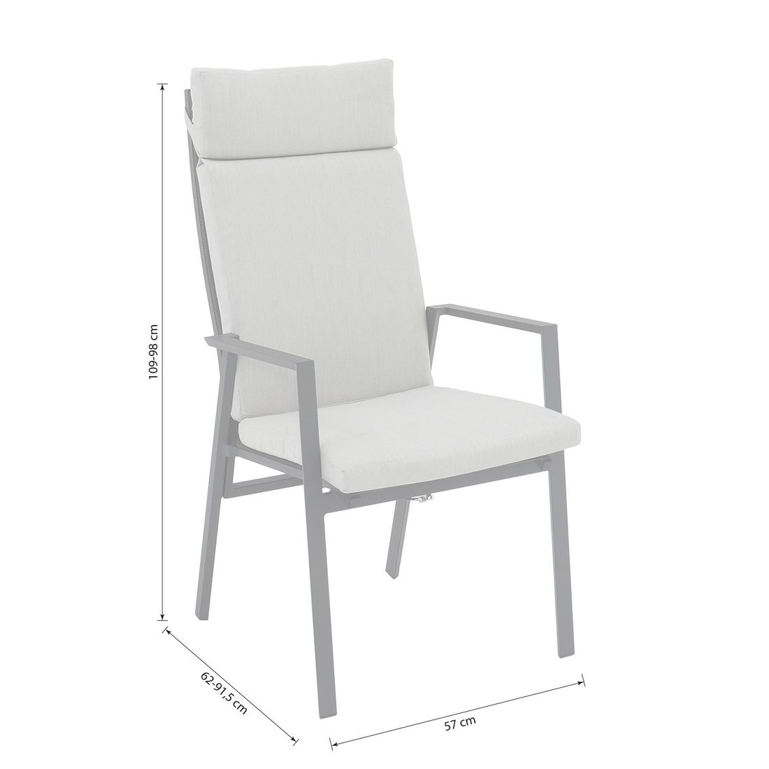 OUTLIV. Milano Gartensessel verstellbar Aluminium mit Sitz- und Rückenkissen