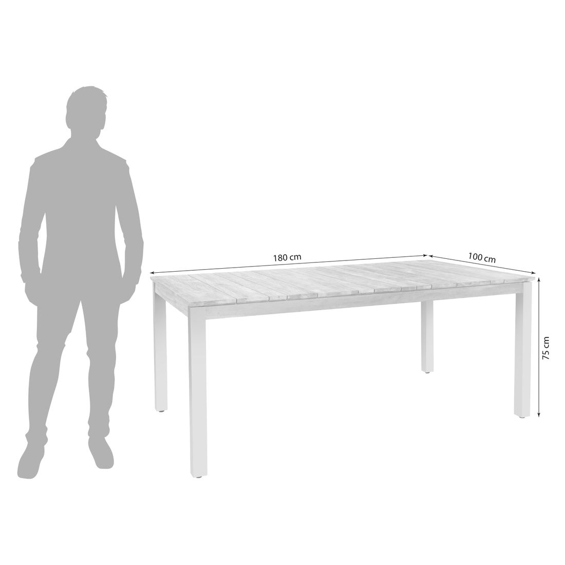 Zebra Derex Gartentisch 180x100cm Aluminium/Teak