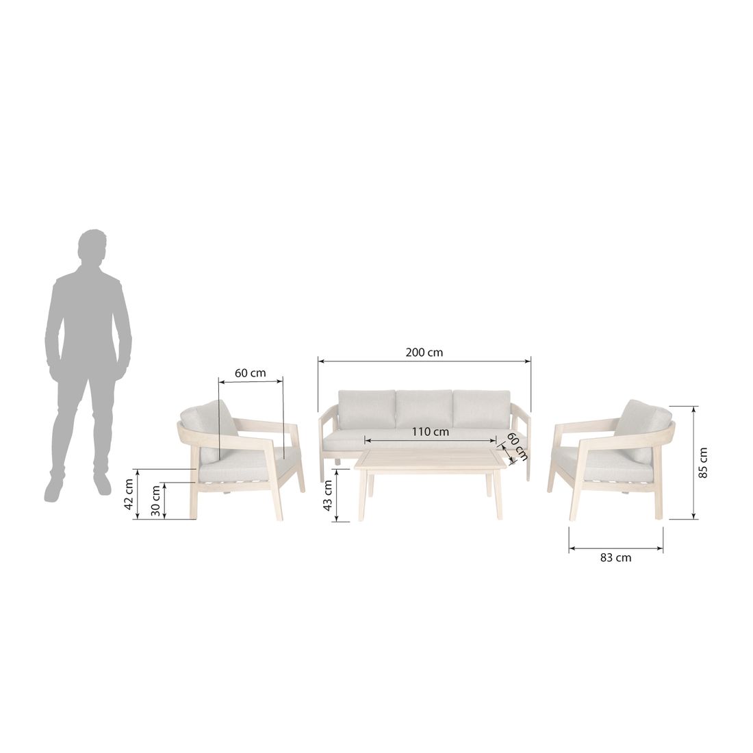 OUTLIV. Sanjo Loungeset inkl. Loungetisch Akazie/Olefin