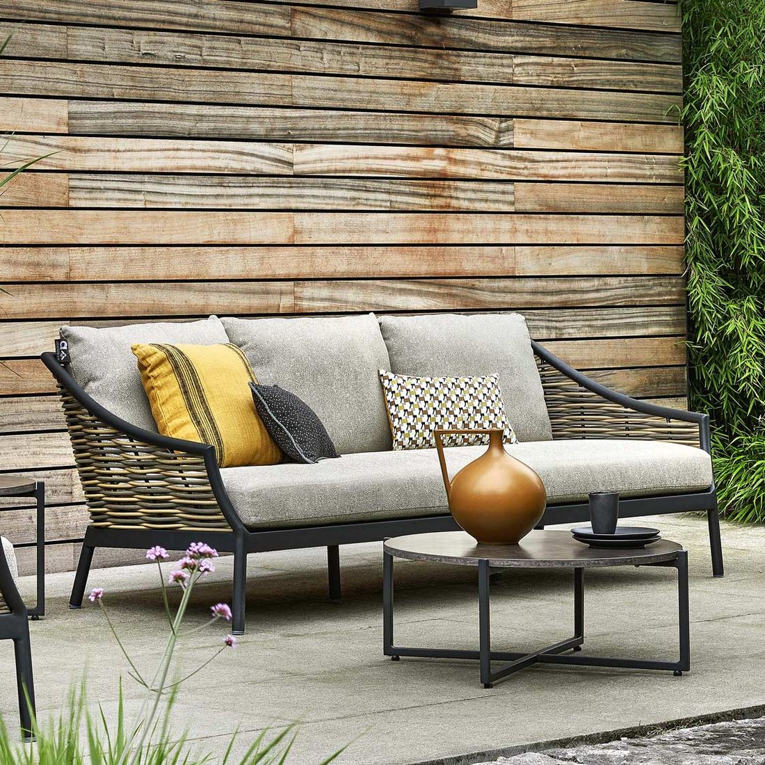 Apple Bee Milou Gartenloungesofa Aluminium/Polyrattan/Bee Wett