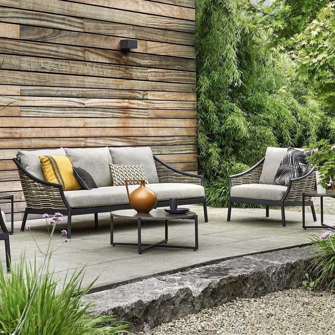 Apple Bee Milou Gartenloungesofa Aluminium/Polyrattan/Bee Wett