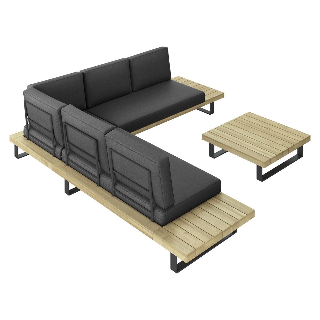 OUTLIV. Barbados Ecklounge Aluminium/Akazie/Polyester