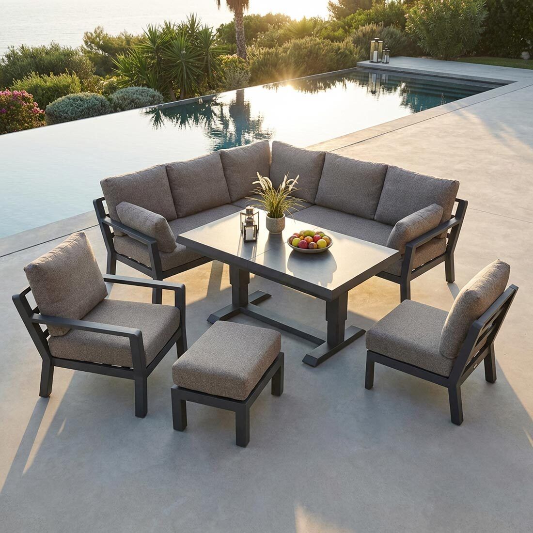 LC Garden Avena Dininglounge Tisch 140/180x80cm Aluminium/Polyester