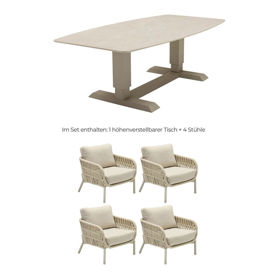 LC Garden Terano Low Dining Dininglounge Tisch 180x90cm Aluminium/Rope/Olefin